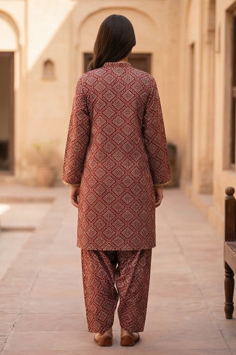 2 Piece Lawn All Over Unstitched Suit - 4440