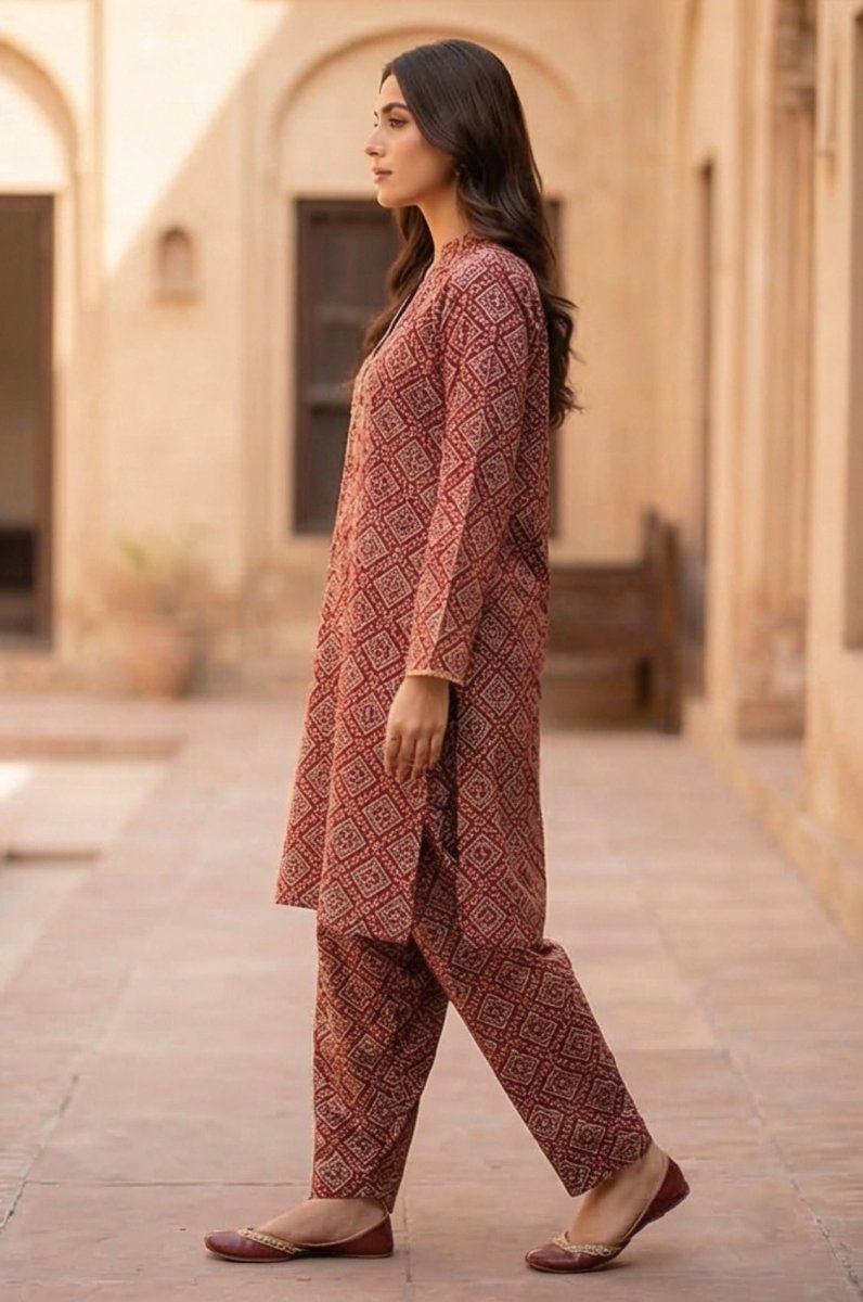 2 Piece Lawn All Over Unstitched Suit - 4440