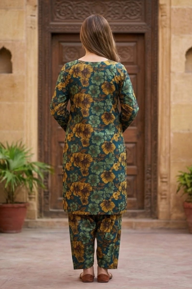 2 Piece Lawn All Over Unstitched Suit - 4443