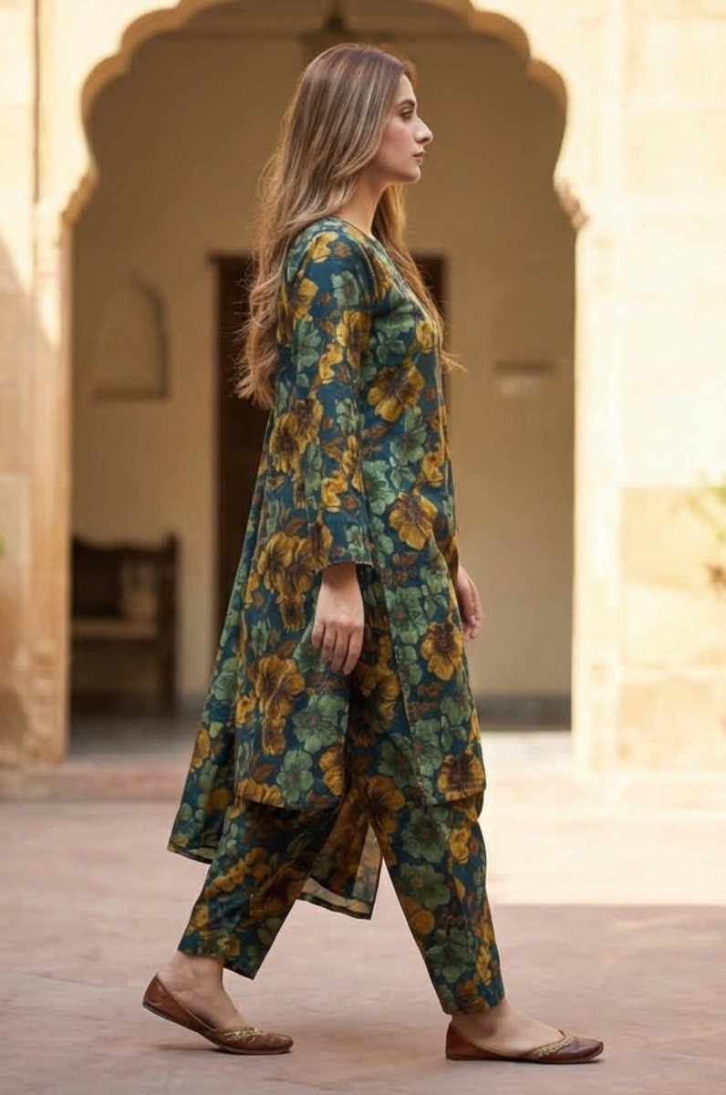 2 Piece Lawn All Over Unstitched Suit - 4443