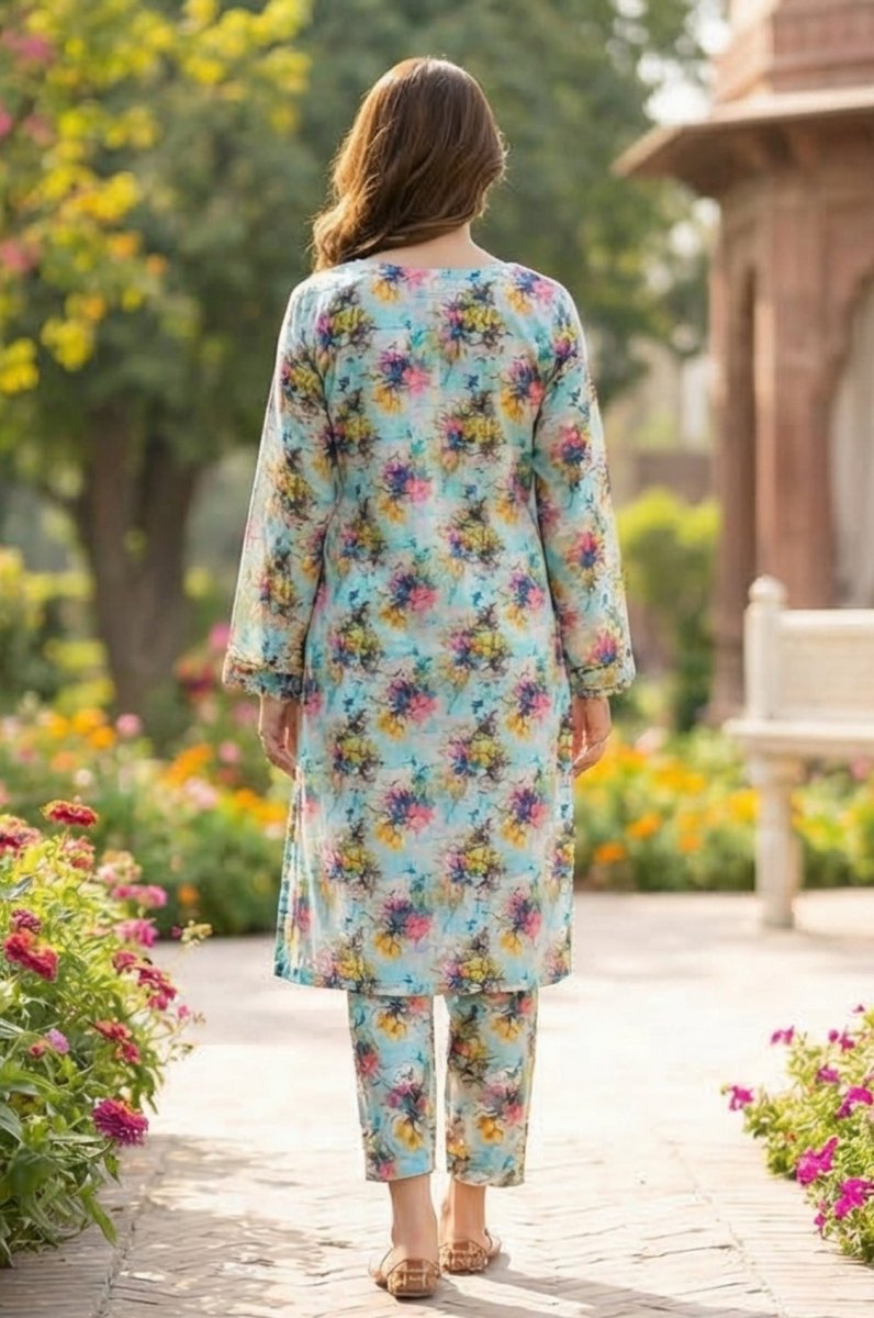 2 Piece Lawn All Over Unstitched Suit - 4444