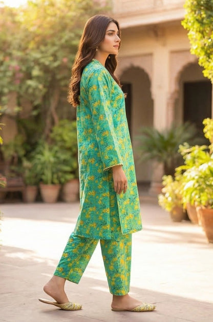 2 Piece Lawn All Over Unstitched Suit - 4448