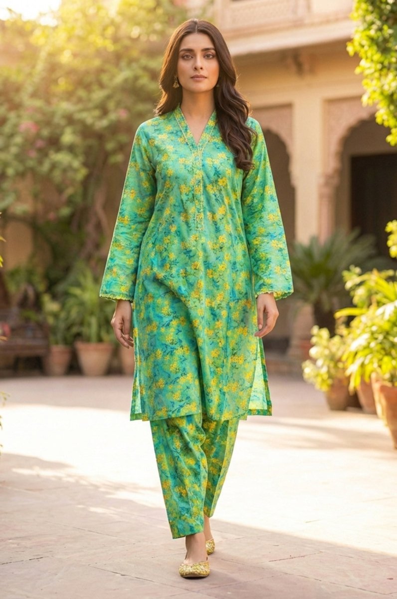2 Piece Lawn All Over Unstitched Suit - 4448