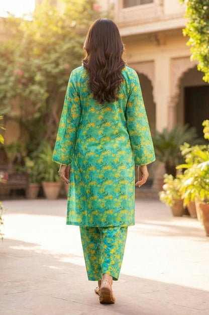 2 Piece Lawn All Over Unstitched Suit - 4448