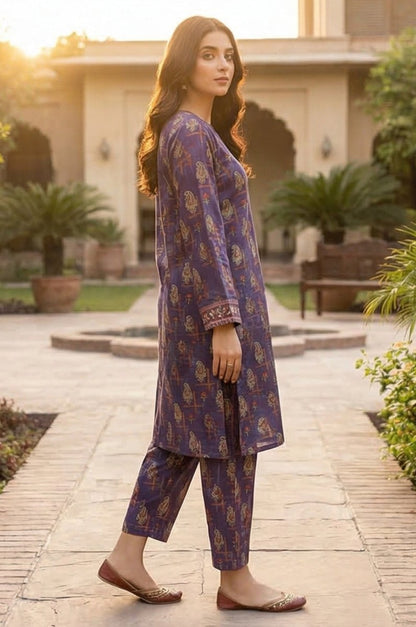 2 Piece Lawn All Over Unstitched Suit - 4452