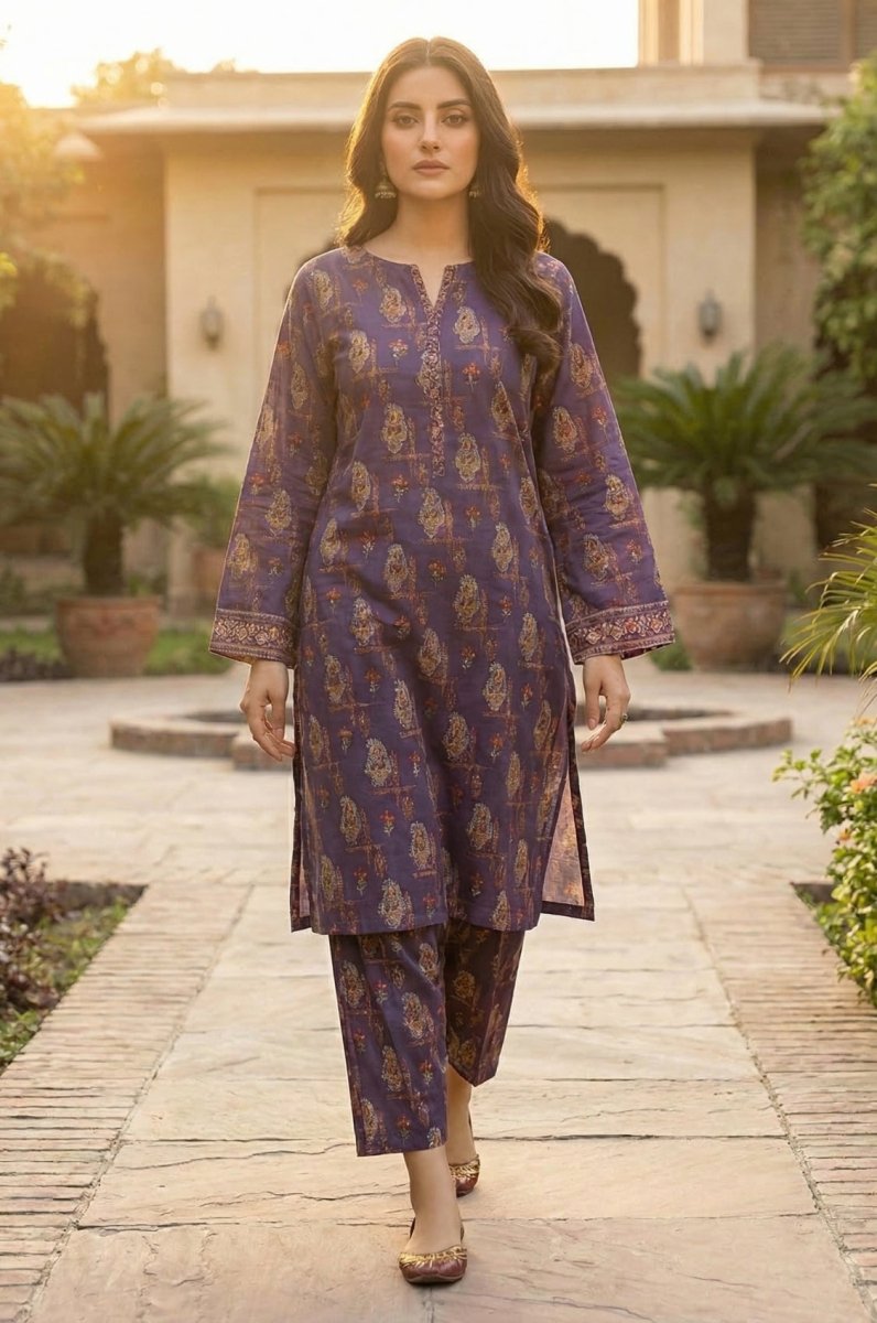 2 Piece Lawn All Over Unstitched Suit - 4452