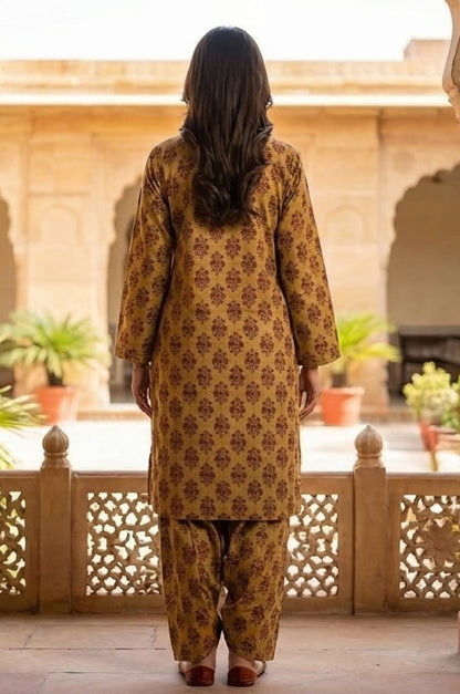 2 Piece Lawn All Over Unstitched Suit - 4455