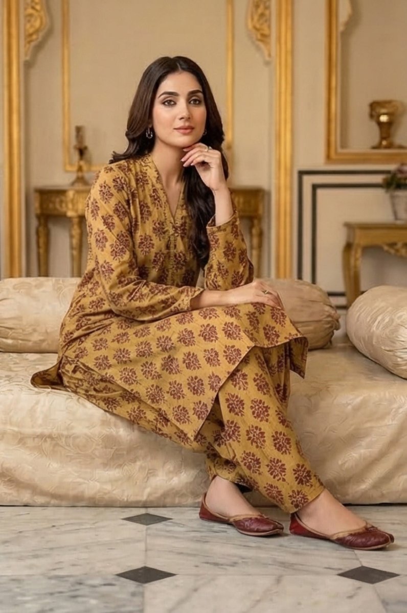2 Piece Lawn All Over Unstitched Suit - 4455