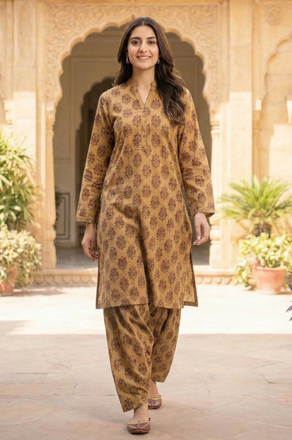 2 Piece Lawn All Over Unstitched Suit - 4455