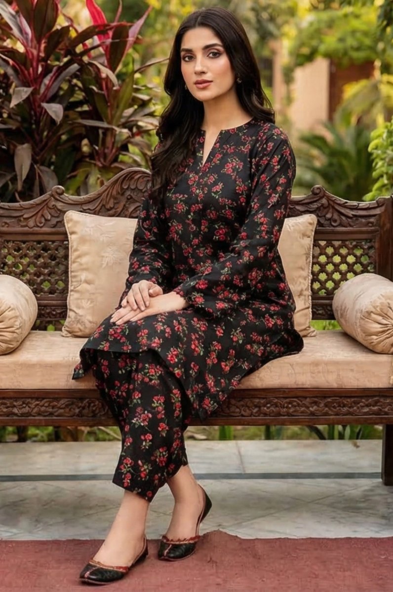 2 Piece Lawn All Over Unstitched Suit - 4456