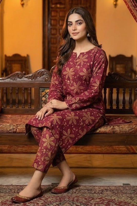 2 Piece Lawn All Over Unstitched Suit - 4458