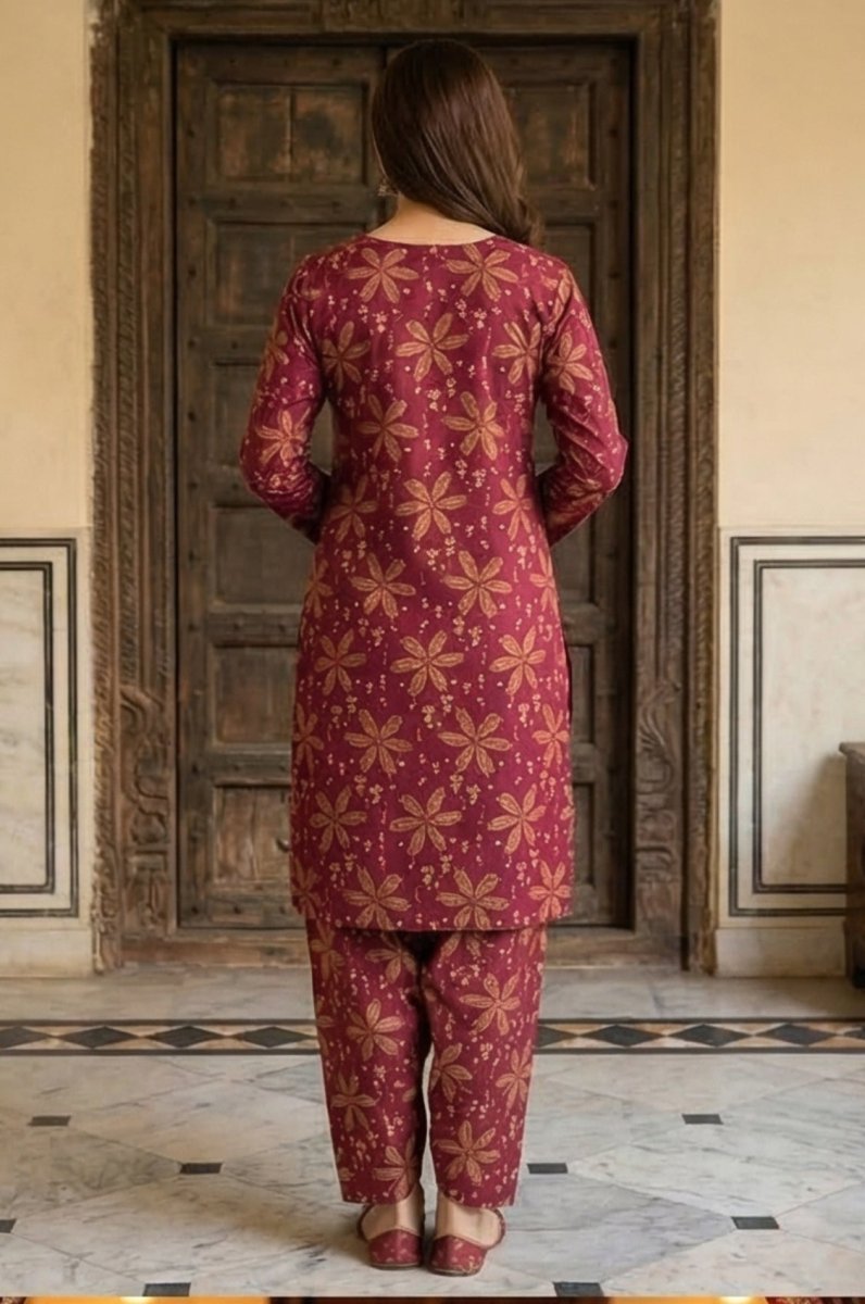 2 Piece Lawn All Over Unstitched Suit - 4458