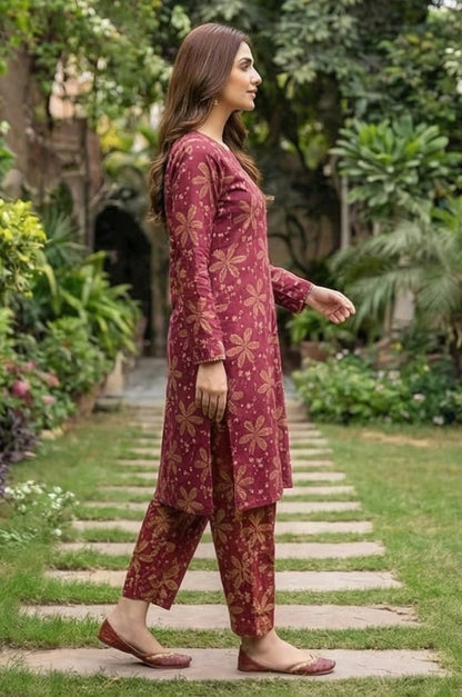 2 Piece Lawn All Over Unstitched Suit - 4458