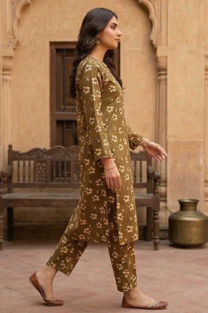 2 Piece Lawn All Over Unstitched Suit - 4459