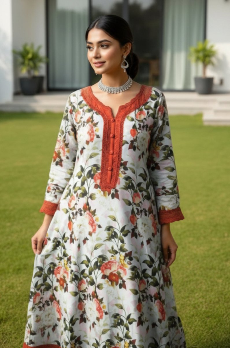 2 Piece Premium Lawn Unstitched Suit (Kurta & Trouser) 1010