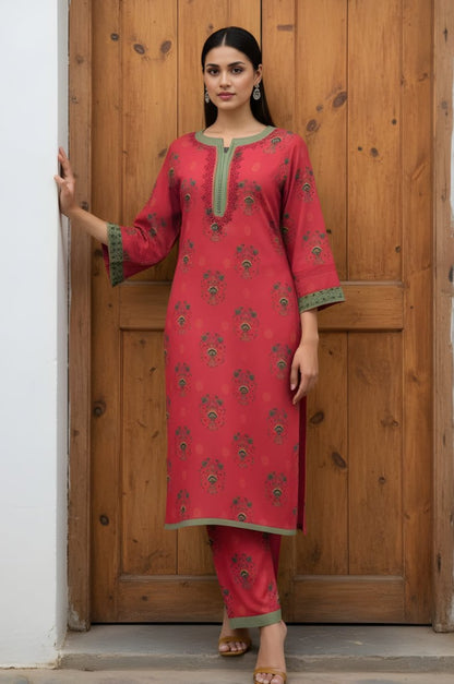 2 Piece Premium Lawn Unstitched Suit (Kurta & Trouser) 1012