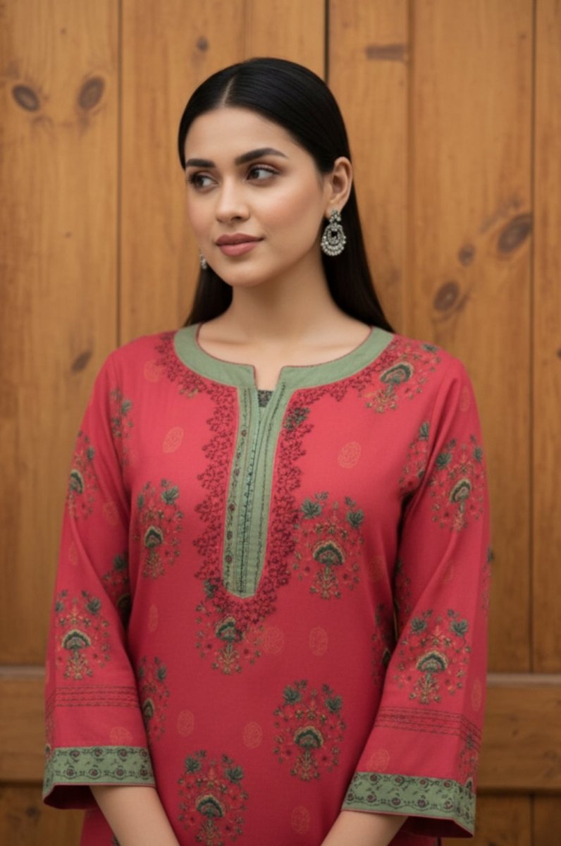 2 Piece Premium Lawn Unstitched Suit (Kurta & Trouser) 1012