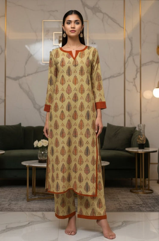 2 Piece Premium Lawn Unstitched Suit (Kurta & Trouser) 1013