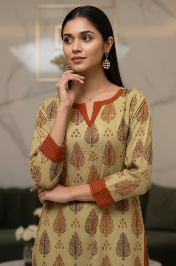 2 Piece Premium Lawn Unstitched Suit (Kurta & Trouser) 1013