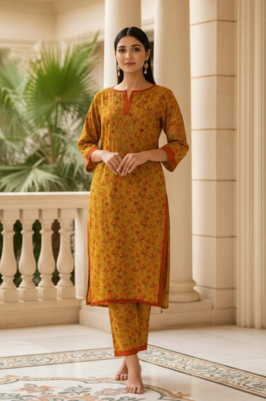 2 Piece Premium Lawn Unstitched Suit (Kurta & Trouser) 1014