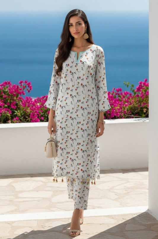 2 Piece Premium Lawn Unstitched Suit (Kurta & Trouser) 1025