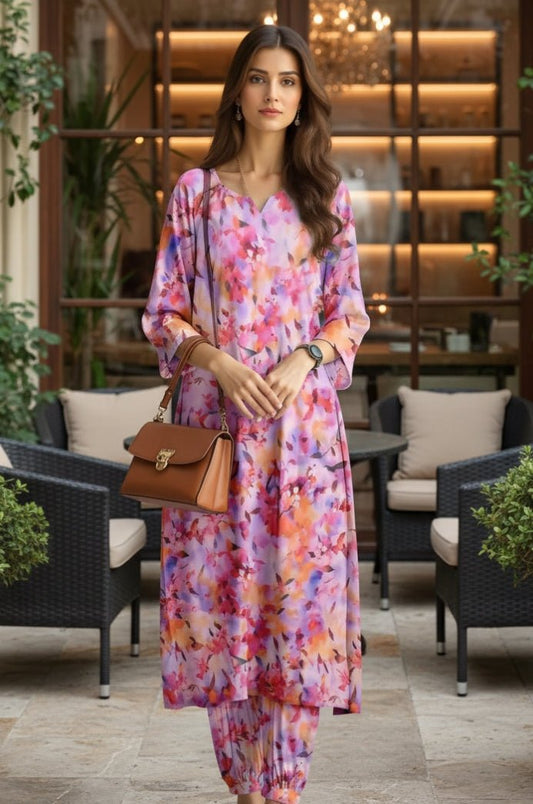 2 Piece Premium Lawn Unstitched Suit (Kurta & Trouser) 1026