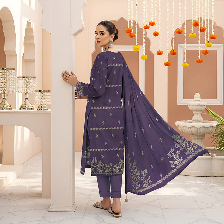 3-Piece Premium Viscose Embroidery Suit - 1214