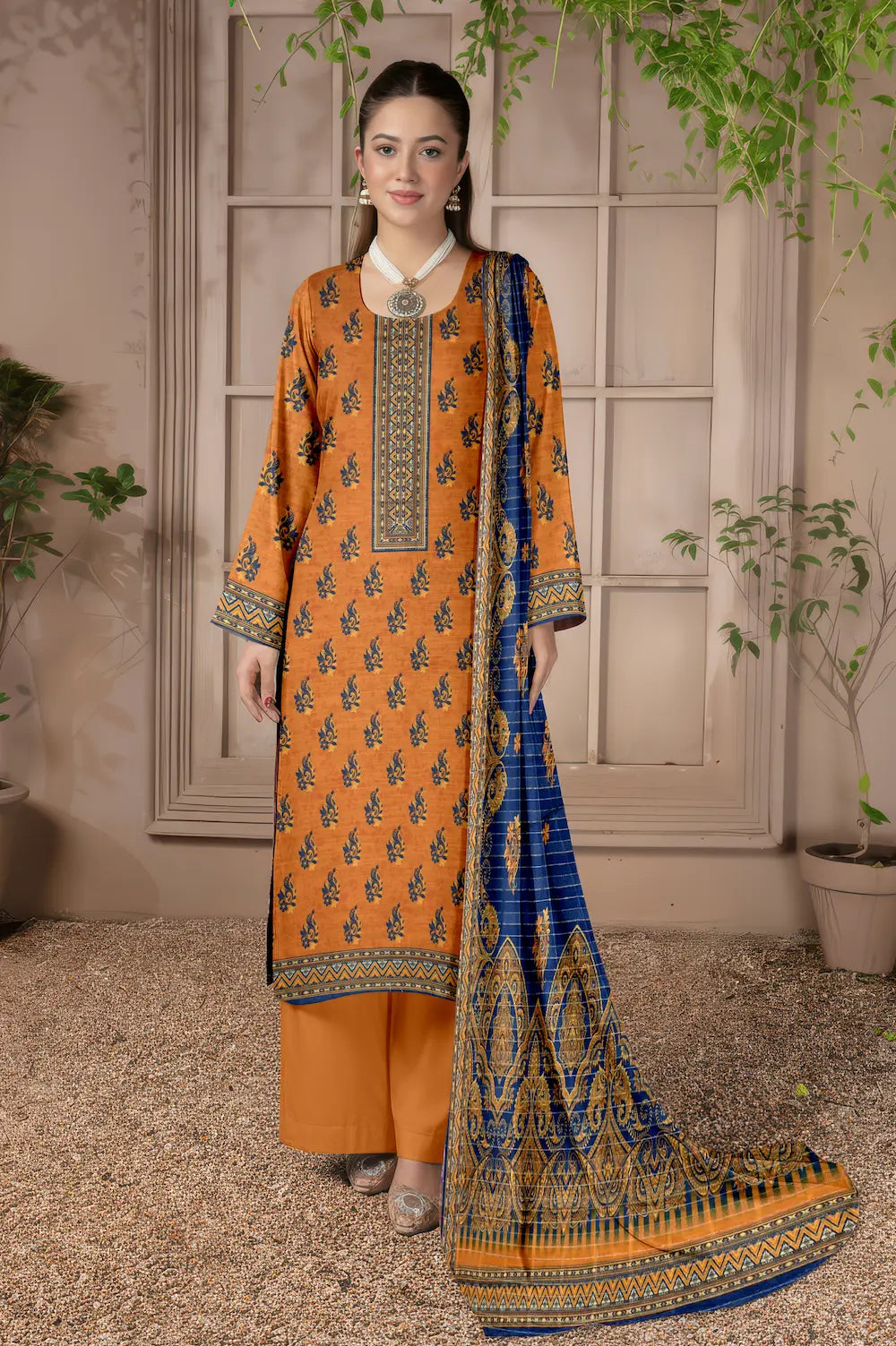 3 Piece Sabeen Premium Khaddar Unstitched Suit - 1108