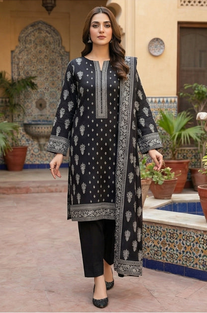 3 Piece Lawn Unstitched Suit With  lawn Dupatta - 4538