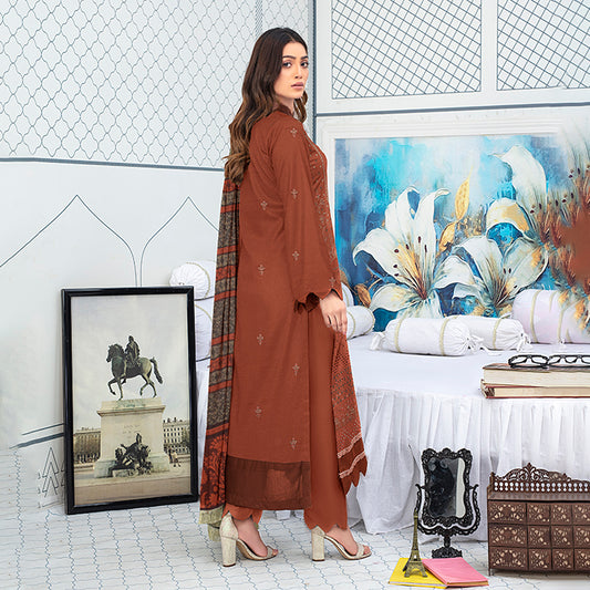 3-Piece Bana Dora Dhanak Embroidery Suit - 1206