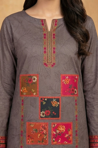 3 Piece Lawn Unstitched Suit With Lawn Dupatta - 4539