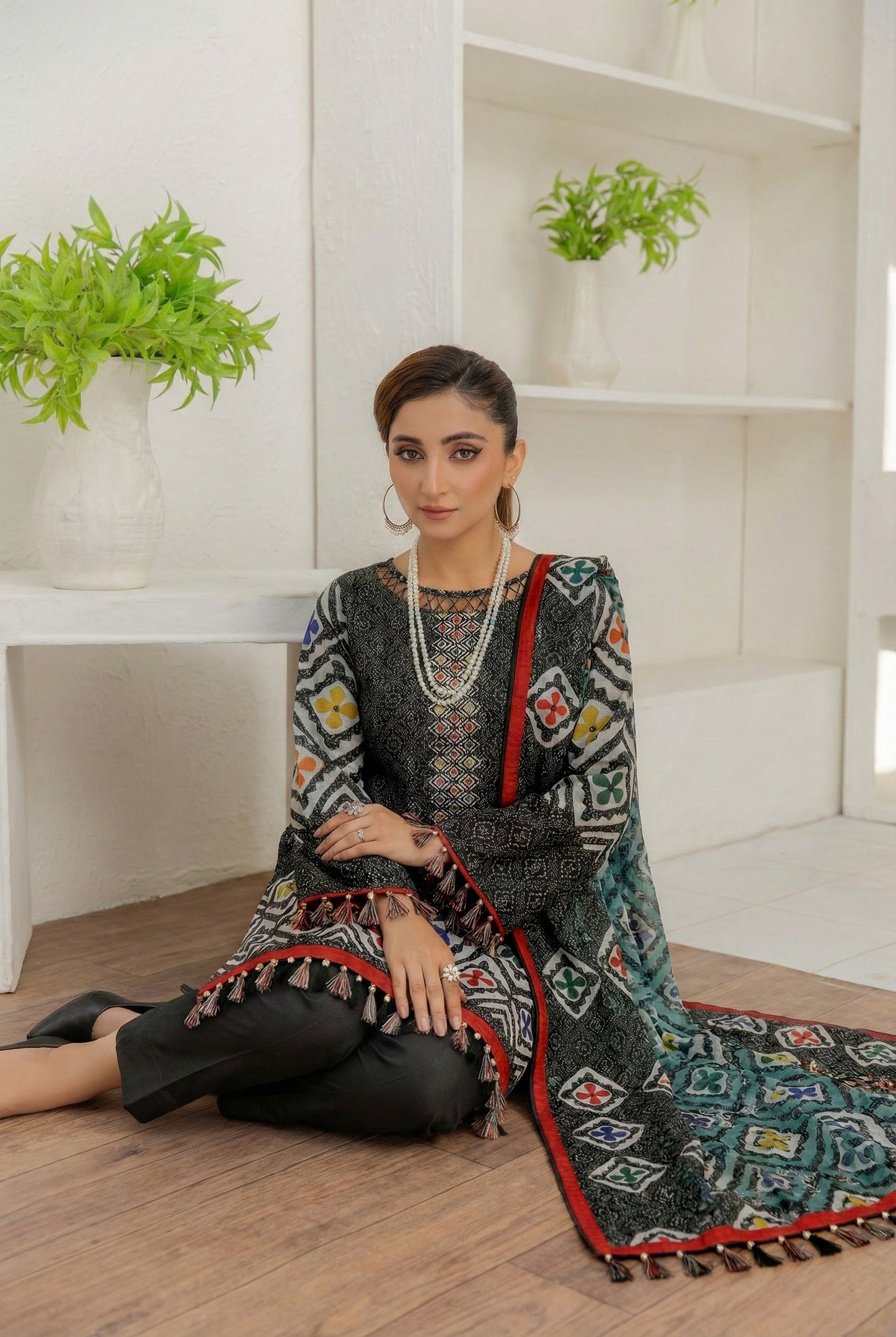 3 Piece Sabeen Premium Linen Unstitched Suit - 1507