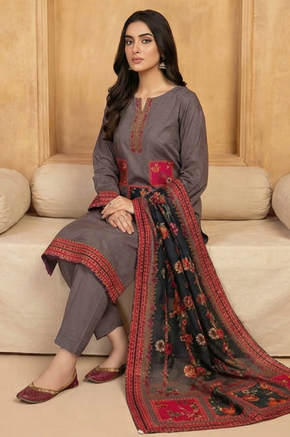 3 Piece Lawn Unstitched Suit With Lawn Dupatta - 4539