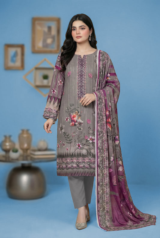 3 Piece Sabeen Premium Karandi Unstitched Suit - 1557