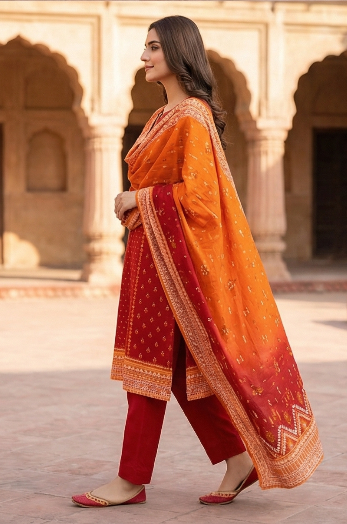 3 Piece Lawn Unstitched Suit With Lawn Dupatta - 4492