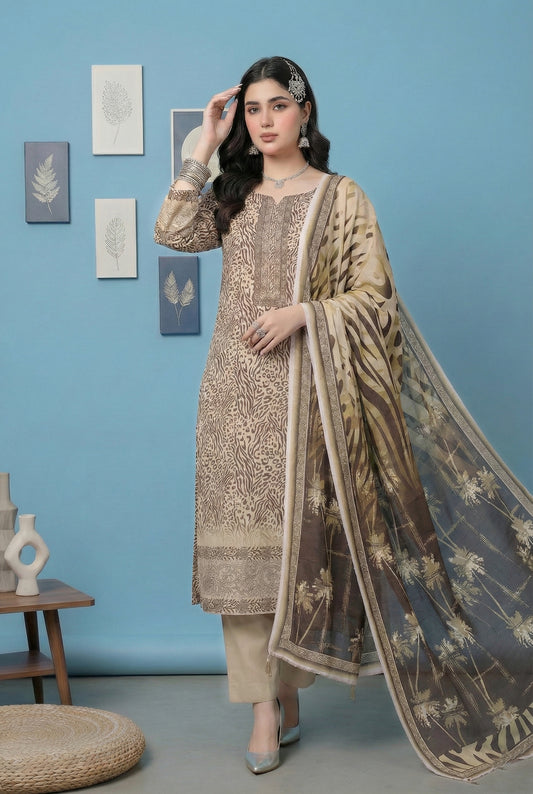 3 Piece Sabeen Premium Karandi Unstitched Suit - 1559
