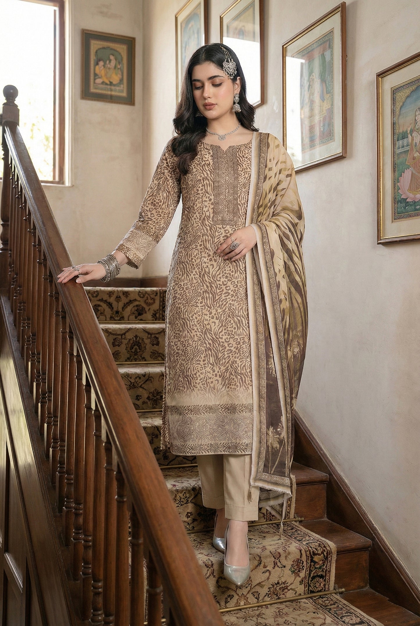 3 Piece Sabeen Premium Karandi Unstitched Suit - 1559