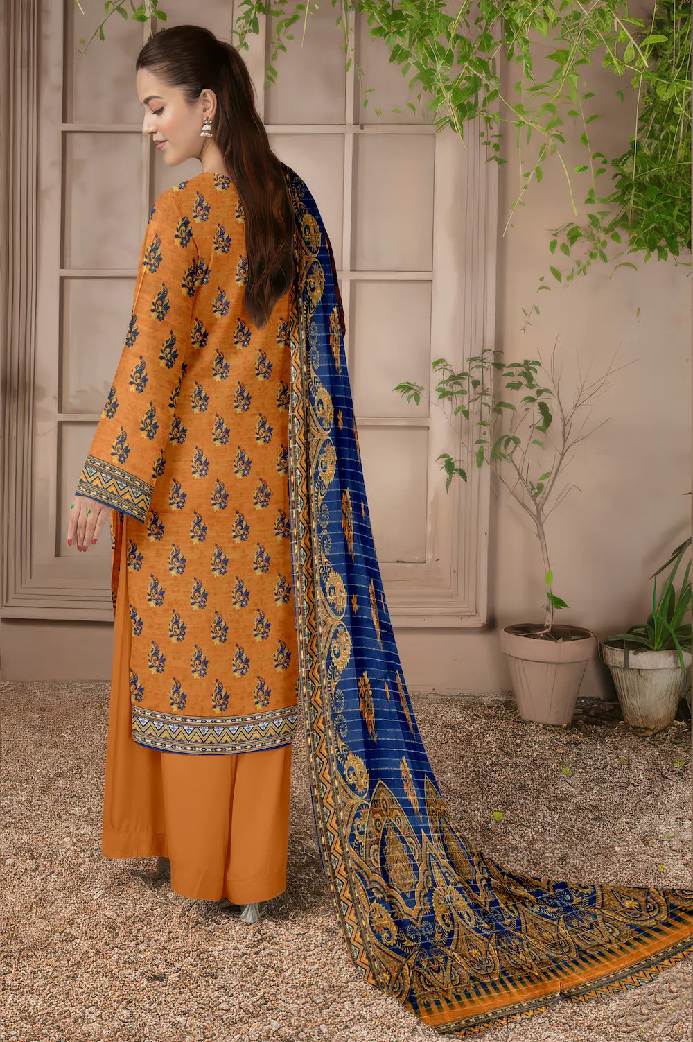 3 Piece Sabeen Premium Khaddar Unstitched Suit - 1108
