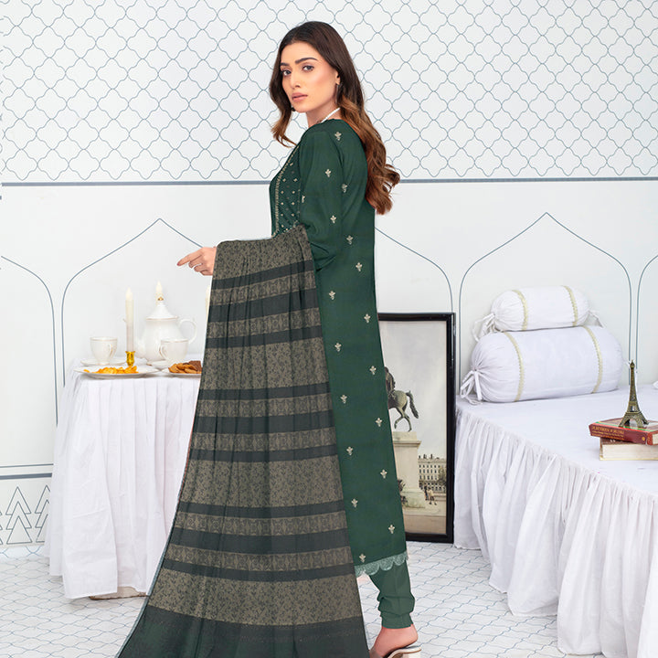 3-Piece Bana Dora Dhanak Embroidery Suit - 1201