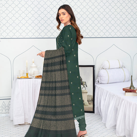 3-Piece Bana Dora Dhanak Embroidery Suit - 1201