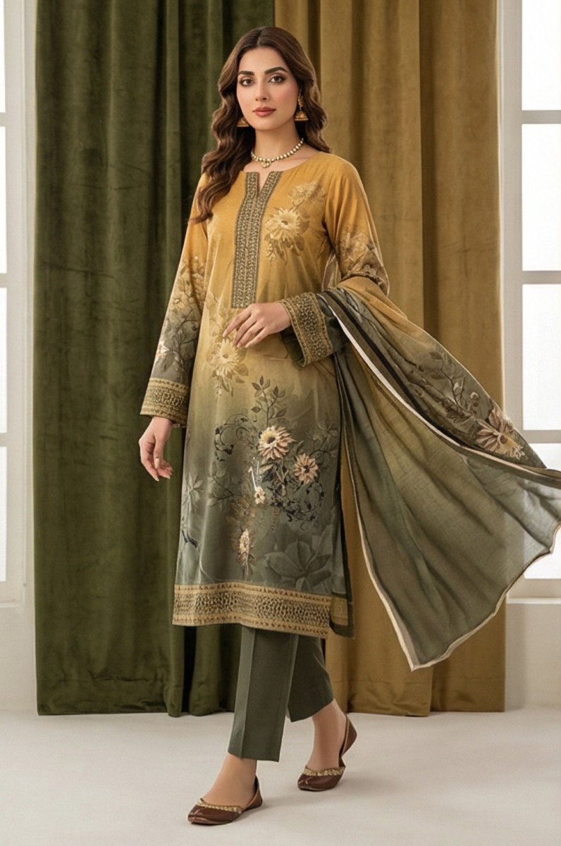 3 Piece Bana Dora Lawn Unstitched Suit With Lawn Dupatta - 4320