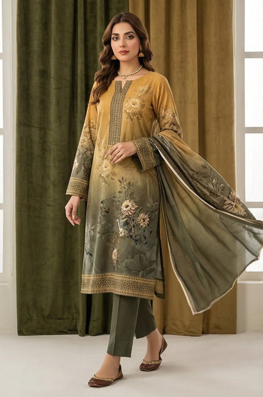3 Piece Bana Dora Lawn Unstitched Suit With Lawn Dupatta - 4320