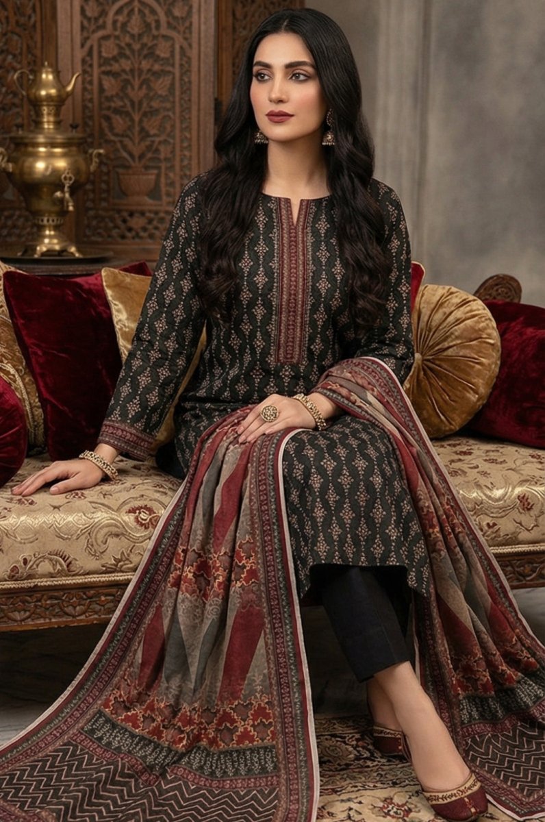 3 Piece Bana Dora Lawn Unstitched Suit With Lawn  Dupatta - 4321