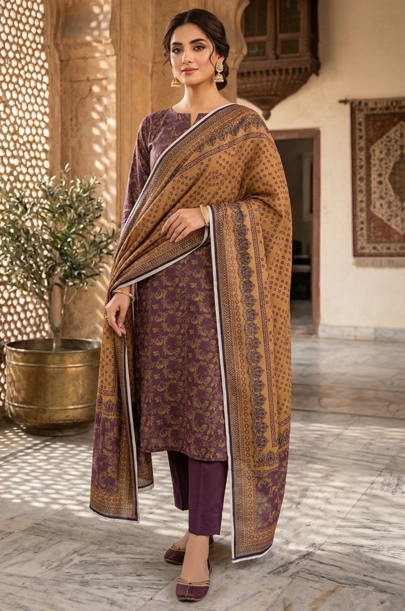 3 Piece Bana Dora Lawn Unstitched Suit With Lawn Dupatta - 4322