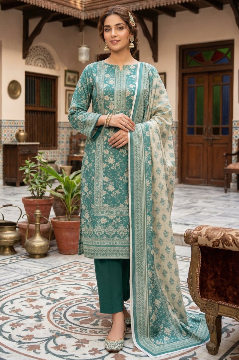 3 Piece Bana Dora Lawn Unstitched Suit With  lawn Dupatta - 4323