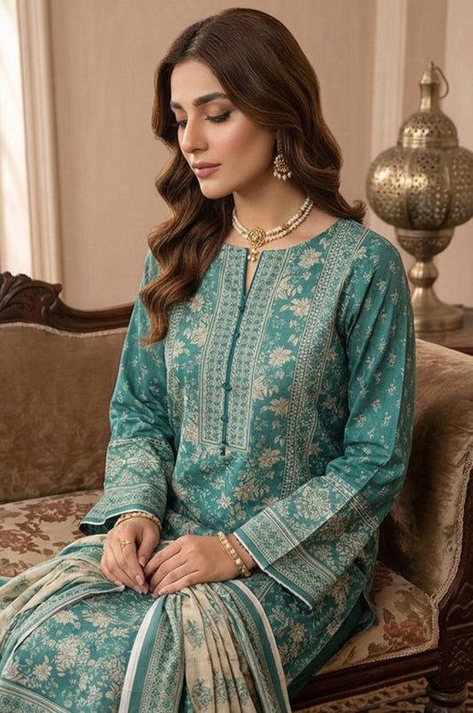 3 Piece Bana Dora Lawn Unstitched Suit With  lawn Dupatta - 4323