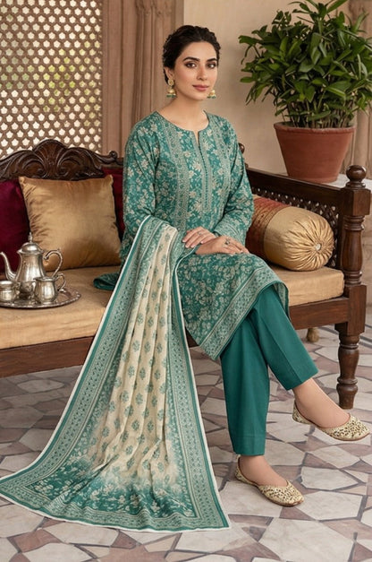 3 Piece Bana Dora Lawn Unstitched Suit With  lawn Dupatta - 4323