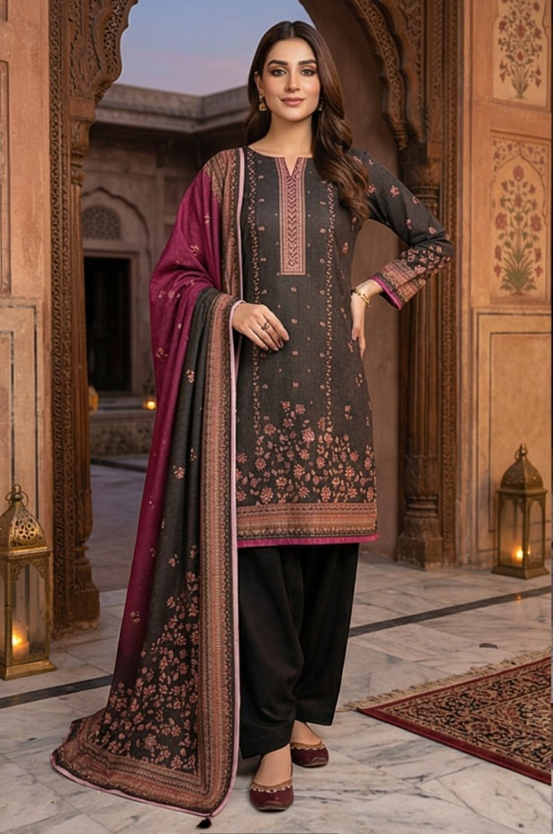 3 Piece Chamki Lawn Unstitched Suit With Lawn  Dupatta - 4313
