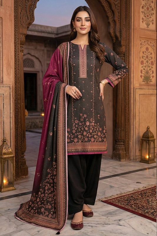 3 Piece Chamki Lawn Unstitched Suit With Lawn  Dupatta - 4313