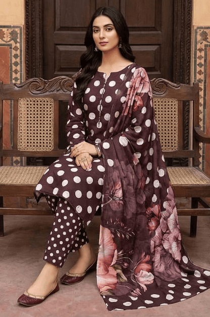 3 Piece Chamki Lawn Unstitched Suit With Dupatta - 4470